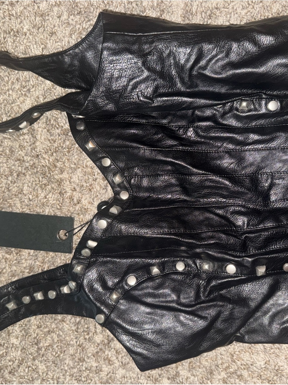 I.AM.GIA Black Studded Leather Camisole - Picture 3 of 5